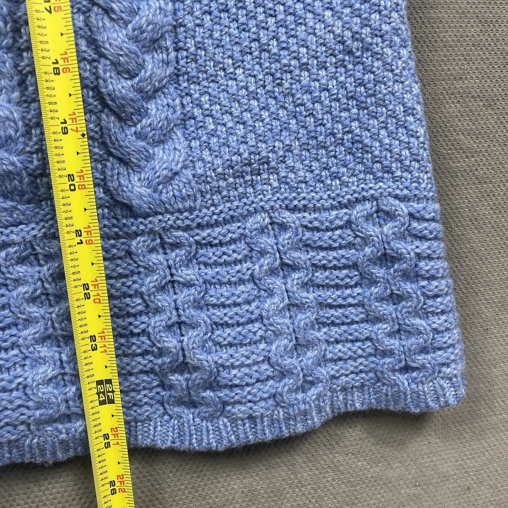 Aran Sweater Market Sweater Womens XXL Blue Cable Knit Full Zip Hooded 100% Wool - Picture 7 of 9